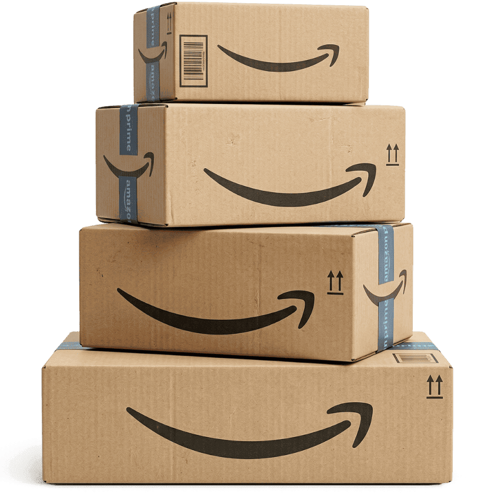 Pile de quatre colis Amazon Prime - profil vendeur Amazon FBA AmZ Impulsion